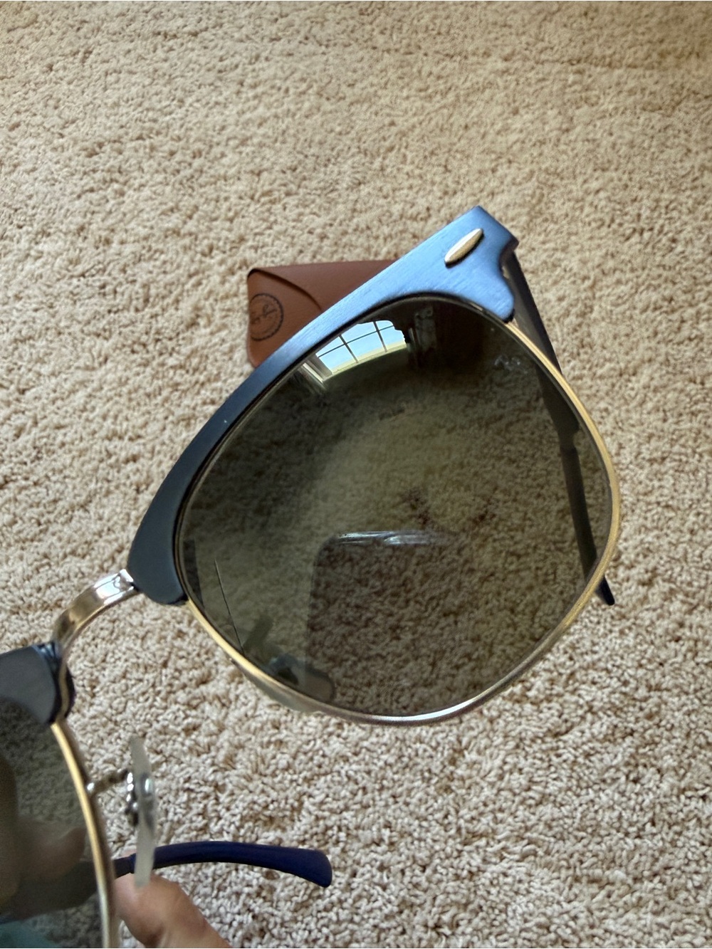 Ray-Ban Blue Clubmaster Sunglasses with Brown Case - Picture 3 of 7